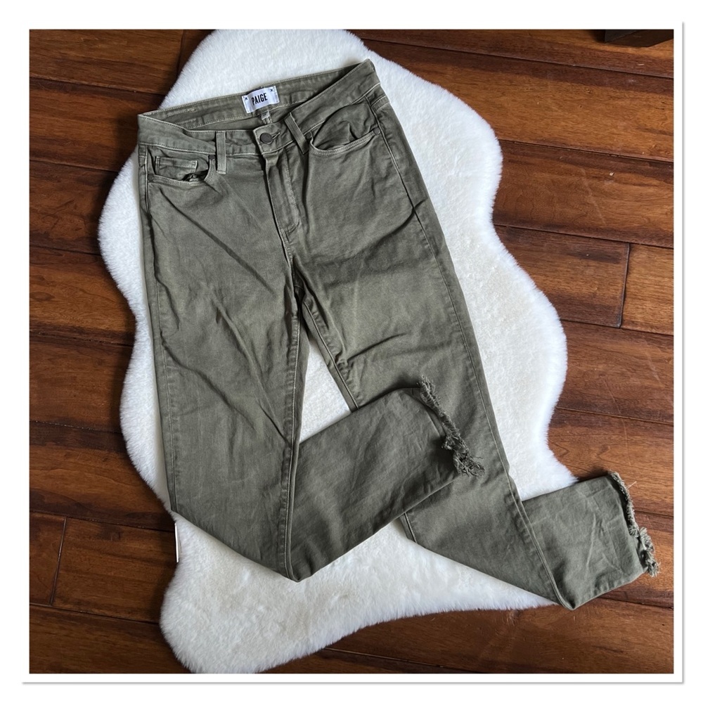 PAIGE 'Hoxton Ankle Peg' Olive Green Jeans